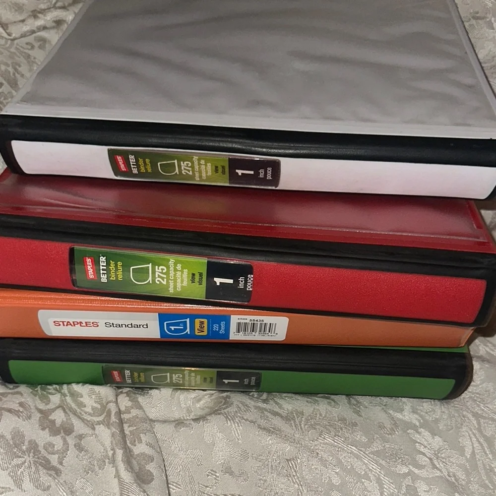 Staples Binder Set - Red, Orange, Green, White